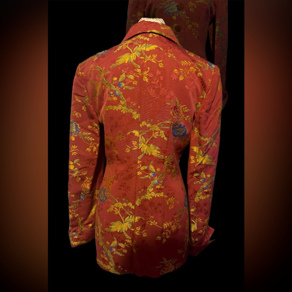 Vintage Silk Alease Fisher Red Floral Jacket - Unique one of a Kind - Picture 5 of 12